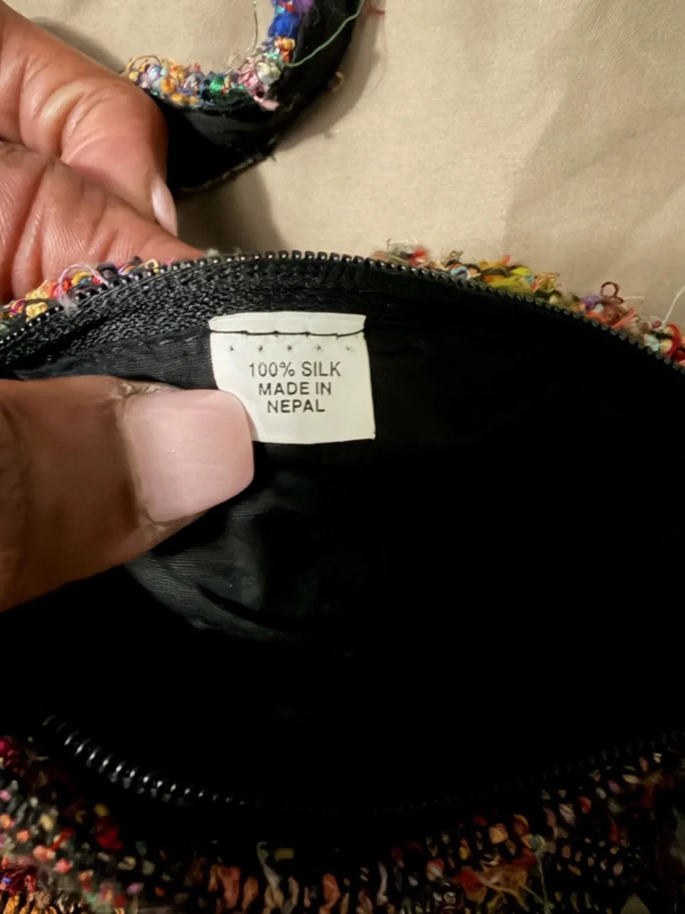 Handwoven Silk Multicolor Fringe Crossbody Bag made in Nepal - Picture 2 of 6